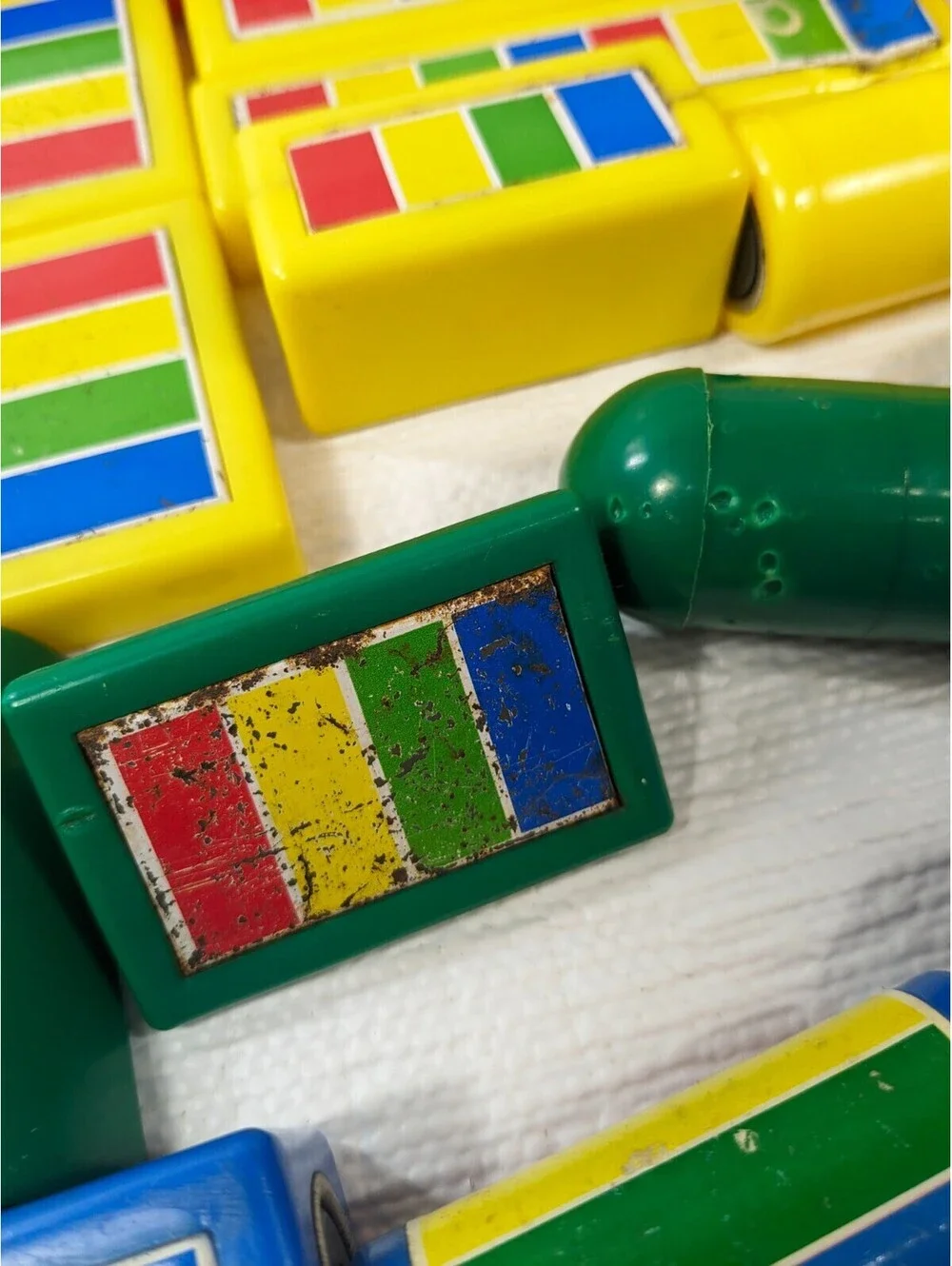 Vintage Hilco Bucket set 22 Magnet Blocks magnetic building toy rainbow primary